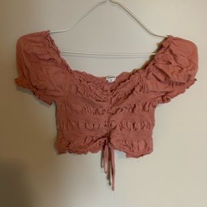 Garage crop top with adjustable tie